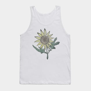 Sunflower Flower Retro Vintage 60s Drawing Tank Top